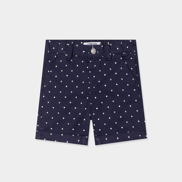 Short droit taille élastiquée coton bleu marine bébé garçon