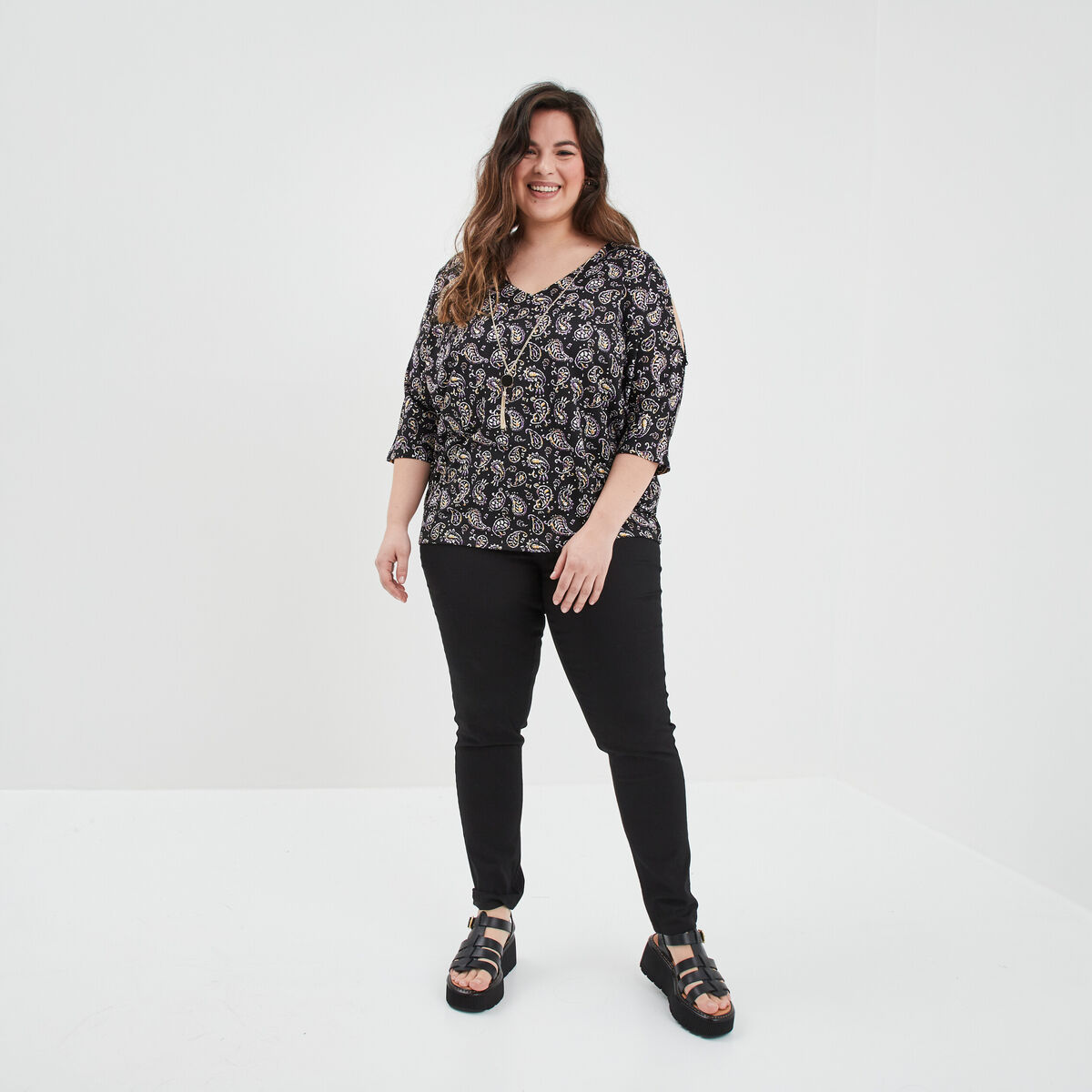 Jegging taille élastiquée grande taille noir femme grande taille