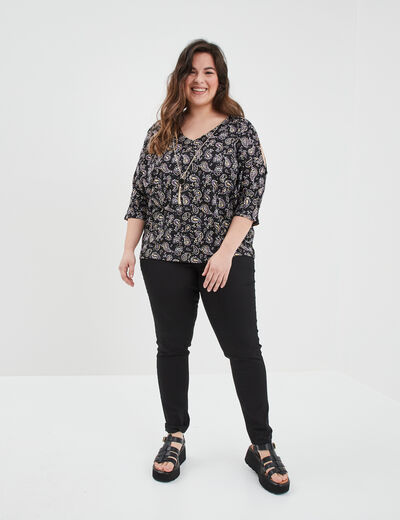 Jegging taille élastiquée grande taille noir femme grande taille