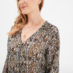 Blouse col en V manches longues Liberto noir femme
