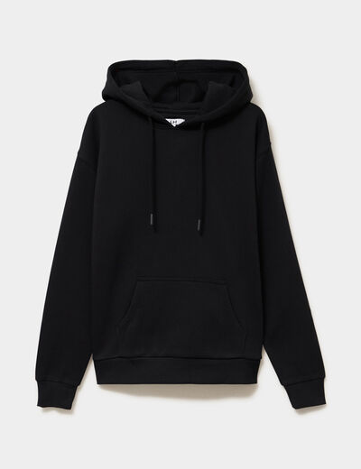 Sweat hoodie molleton &agrave; capuche noir femme