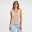 D&eacute;bardeur bretelles larges coton beige femme