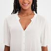 Chemise manches courtes fils métallisés blanc femme