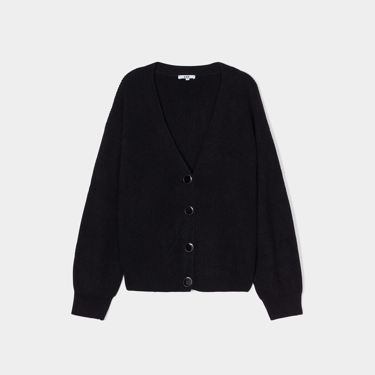 Gilet boutonné col en V noir femme