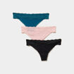 Lot 3 tangas coton majoritaire rose poudr&eacute;e femme