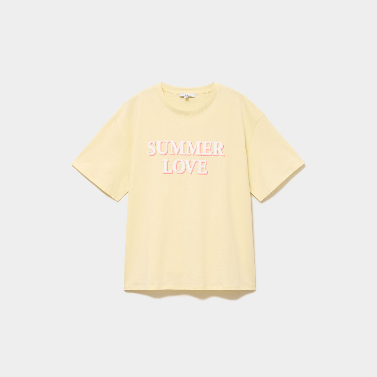 T-shirt droit manches courtes coton jaune clair femme