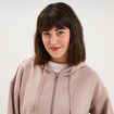 Sweat zipp&eacute; &agrave; capuche marron clair femme