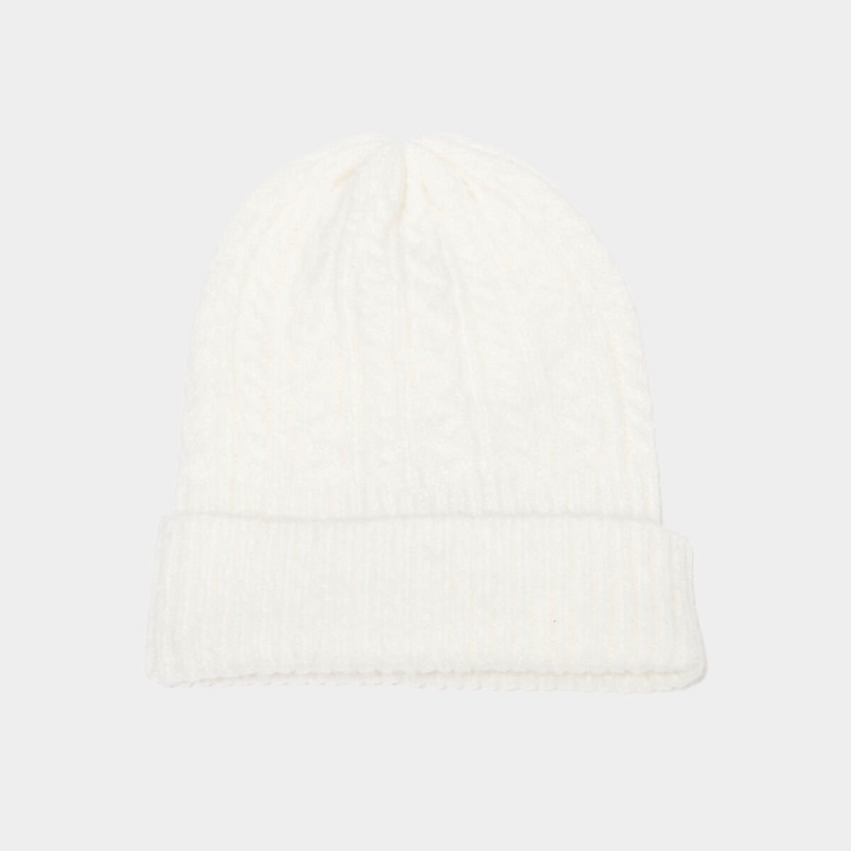 Bonnet tricot&eacute; torsades blanc femme