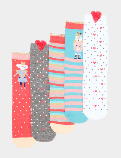 Lot 5 paires chaussettes orange corail fille