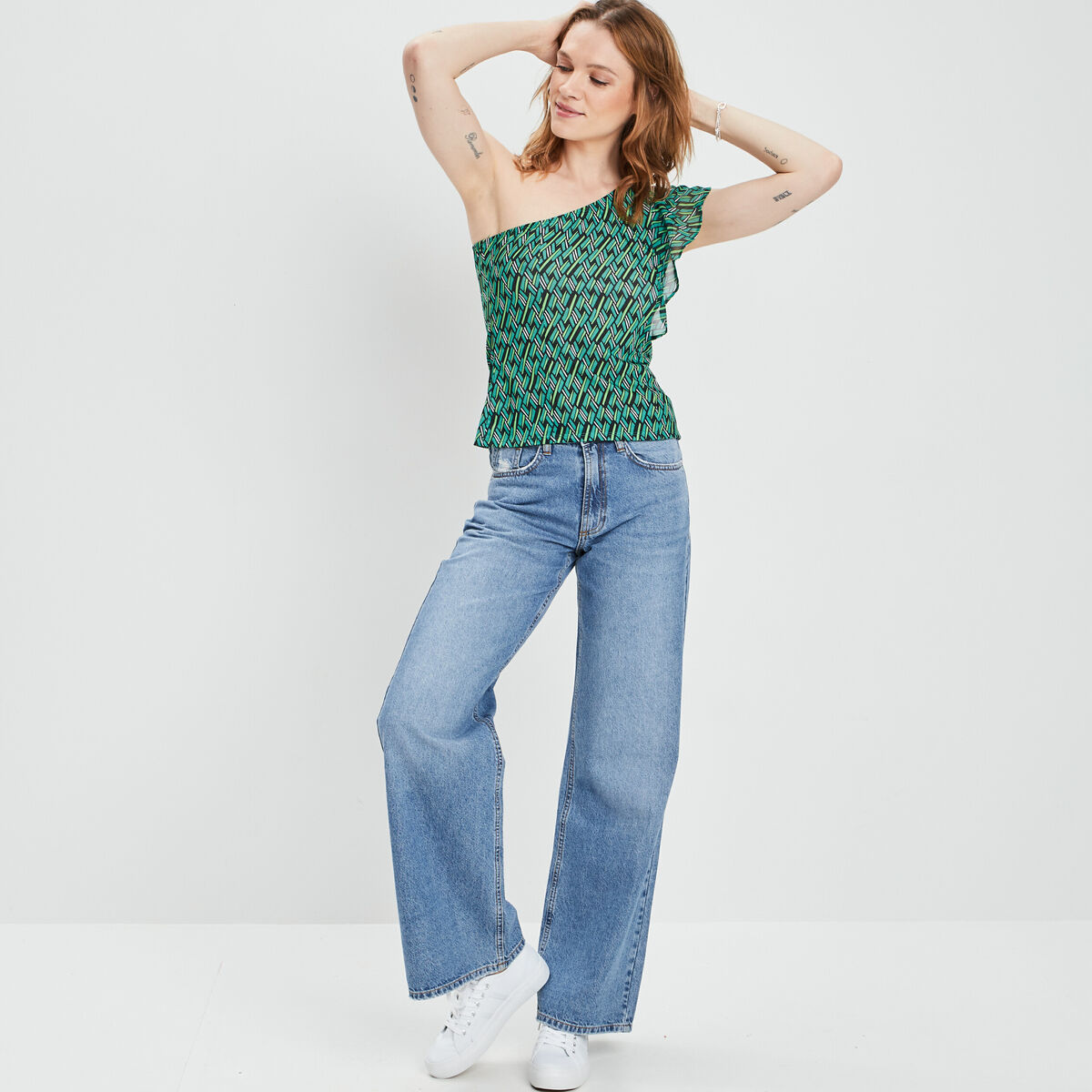 Blouse asymétrique vert femme