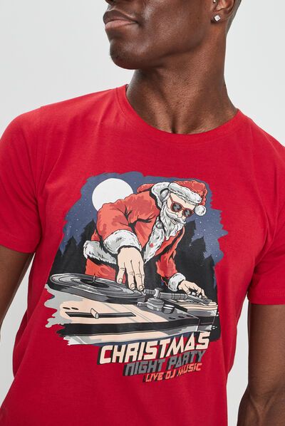 T-shirt de Noël manches courtes rouge homme