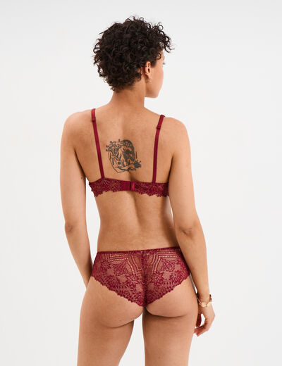 Soutien-gorge emboîtant paddé dentelle rouge foncé femme