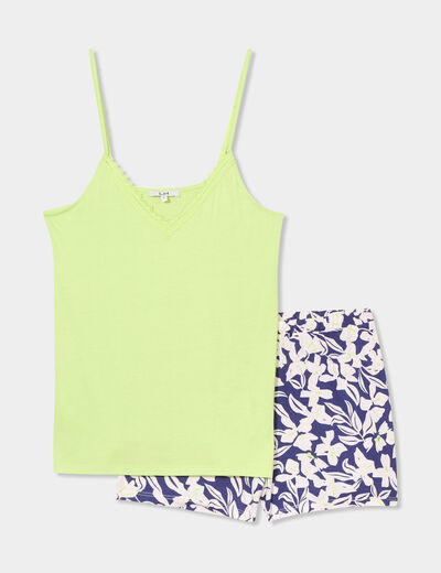 Ensemble pyjama short et débardeur bleu marine femme