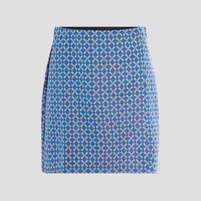 Jupe courte droite taille haute bleu femme