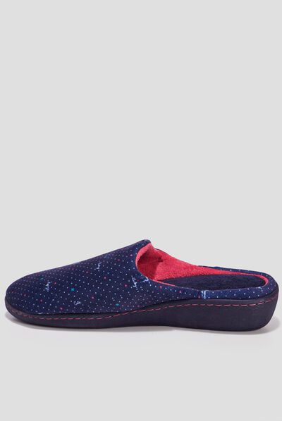 Chaussons mules compensés Isotoner bleu femme