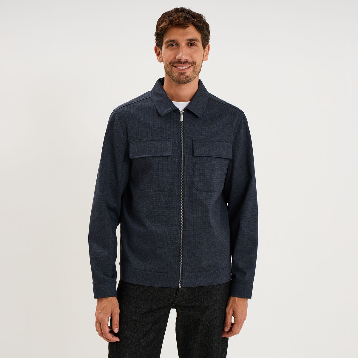 Surchemise zipp&eacute;e s&eacute;chage rapide bleu fonc&eacute; homme