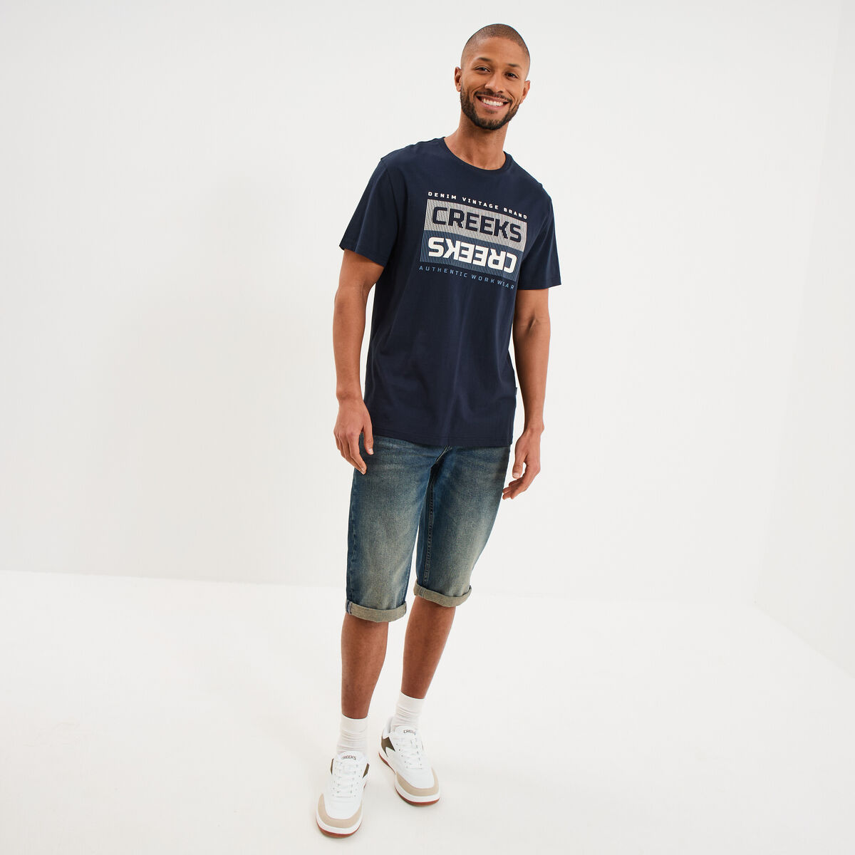 T-shirt manches courtes coton bleu marine homme