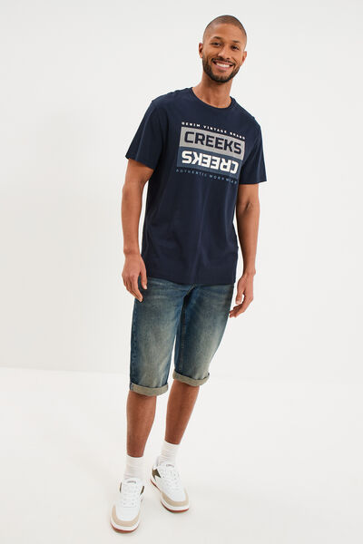 T-shirt manches courtes coton bleu marine homme