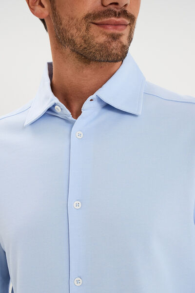 Chemise droite &agrave; manches longues bleu ciel homme