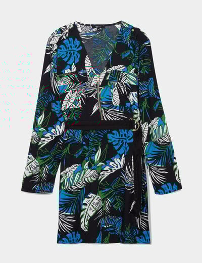 Robe droite ceinturée noir femme
