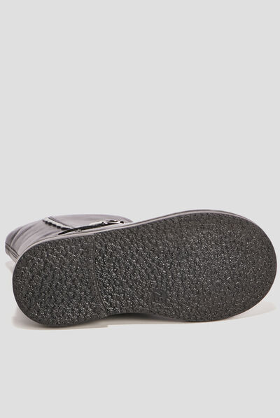Bottes zippées en cuir noir fille
