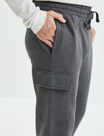 Pantalon jogging cargo poches latérales gris foncé homme