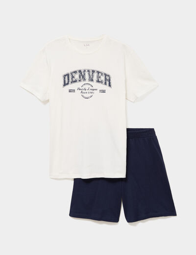 Ensemble pyjama t-shirt et short blanc homme