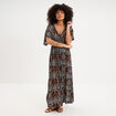 Robe fluide longue col et dos en V noir femme