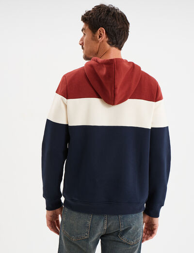 Sweat hoodie manches longues à capuche rouge foncé homme