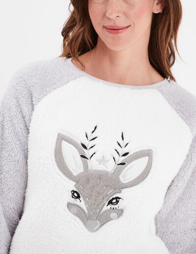 Ensemble pyjama polaire 2 pièces gris femme
