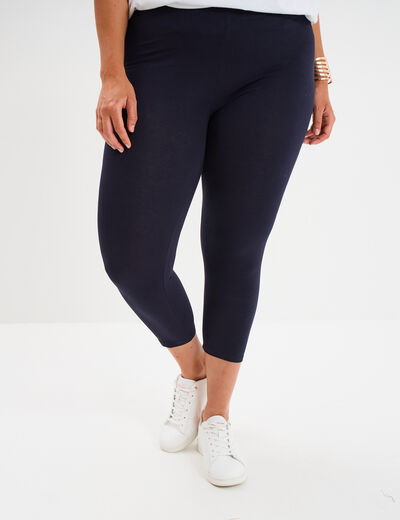 Legging corsaire taille &eacute;lastiqu&eacute;e bleu marine femme grande taille