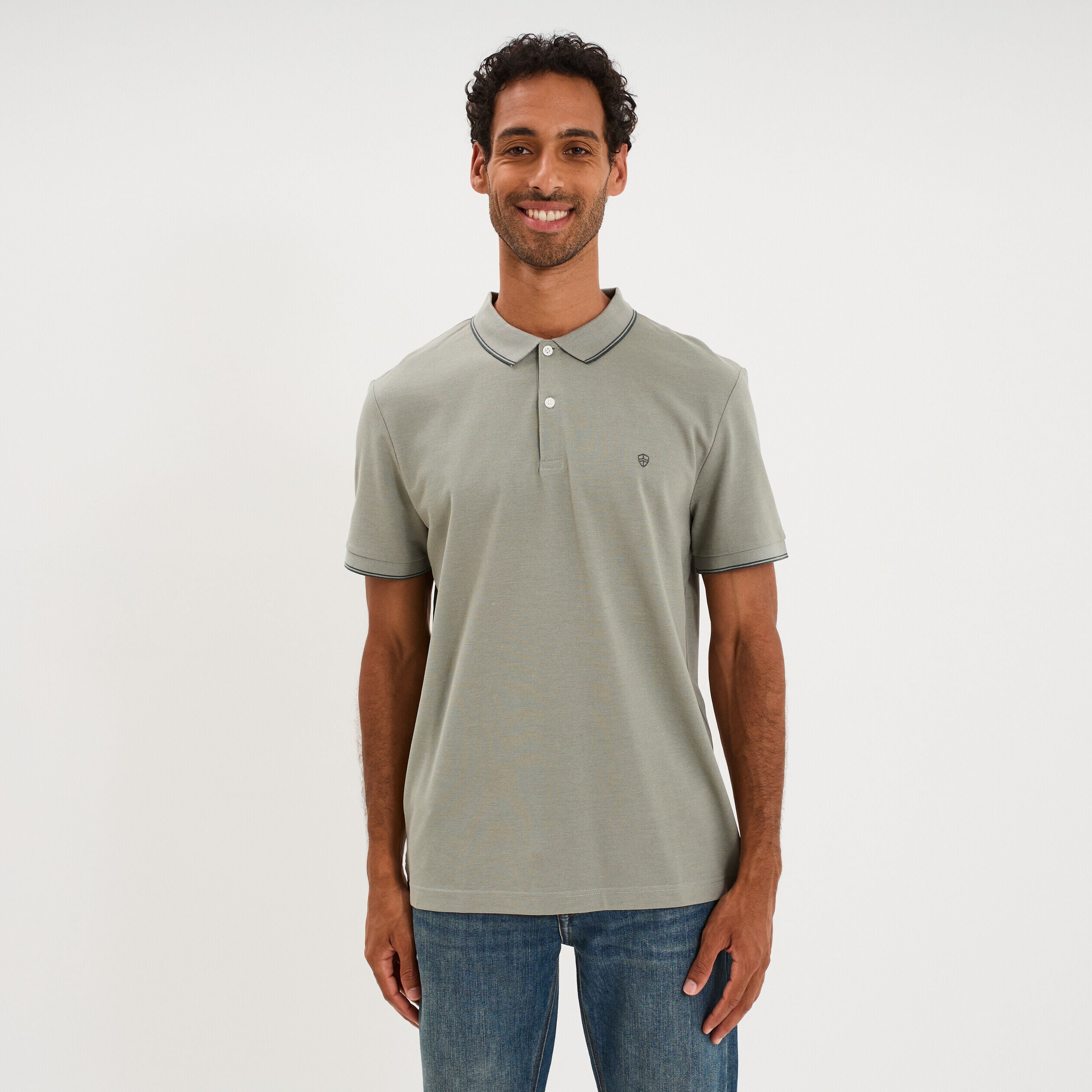 Polo piqué coton manches courtes vert homme LH