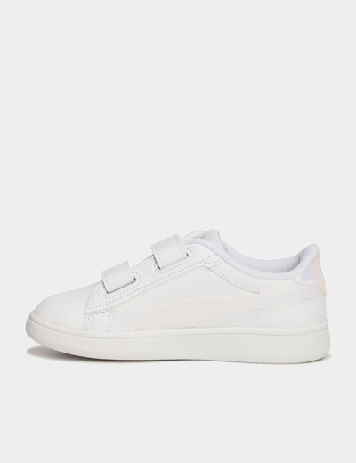 Tennis basses à scratchs Puma blanc fille