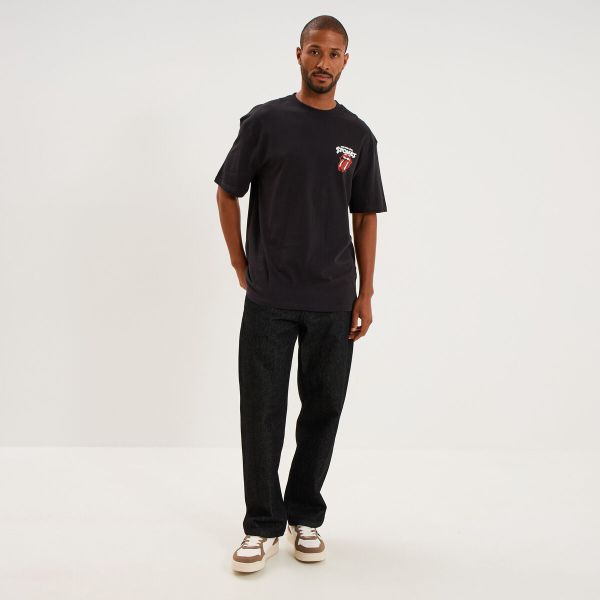 T-shirt relax coton The Rolling Stones gris fonc&eacute; homme