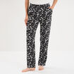 Pantalon de pyjama fluide taille haute noir femme