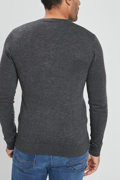 Pull manches longues gris foncé homme