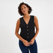 Veston sans manches et col en V noir femme