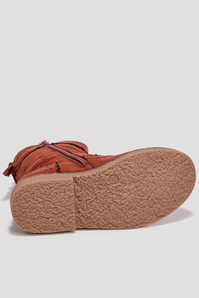 Bottes avec bord festonné terracotta fille