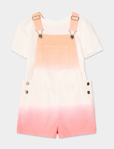 Ensemble 2 pi&egrave;ces avec salopette coton multicolore fille