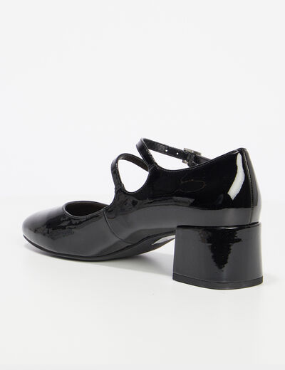 Babies vernies à talons carrés noir femme