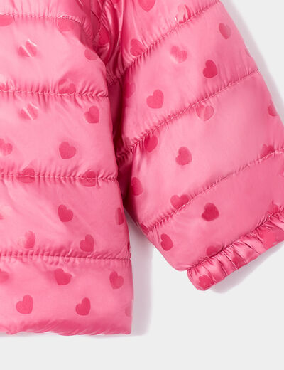 Doudoune oversize zippée à capuche vieux rose bébé fille