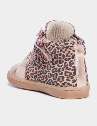 Bottillons en cuir zippés et lacets multicolore bébé fille