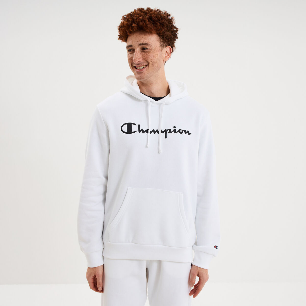 Sweat hoodie 1 poche molleton Champion blanc homme