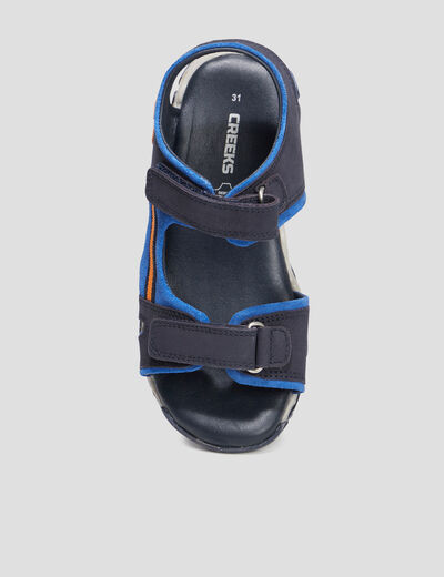 Sandales à scratchs en cuir Creeks Polis bleu marine garçon