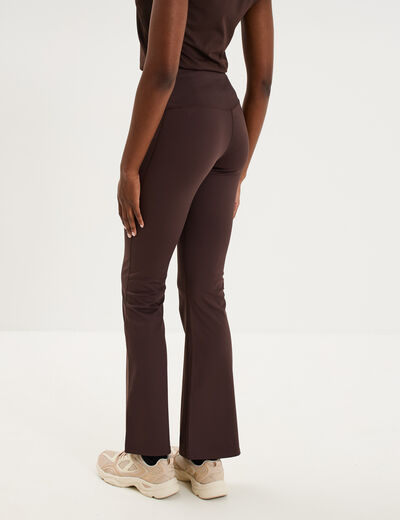Legging de sport flare taille haute marron fonc&eacute; femme