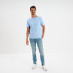 T-shirt droit en coton manches courtes bleu clair homme