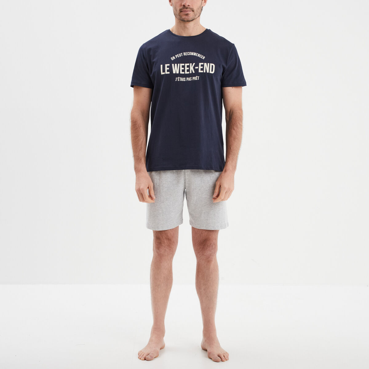 Ensemble pyjama 2 pièces bleu marine homme