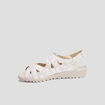 Sandales compensées pied large en cuir sable femme