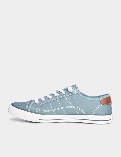 Tennis basses en toile à lacets bleu homme