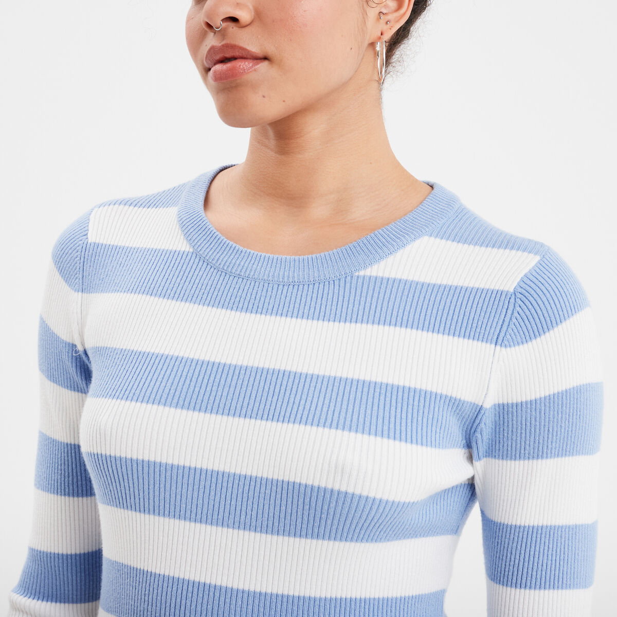 Pull côtelé manches longues Creeks blanc femme